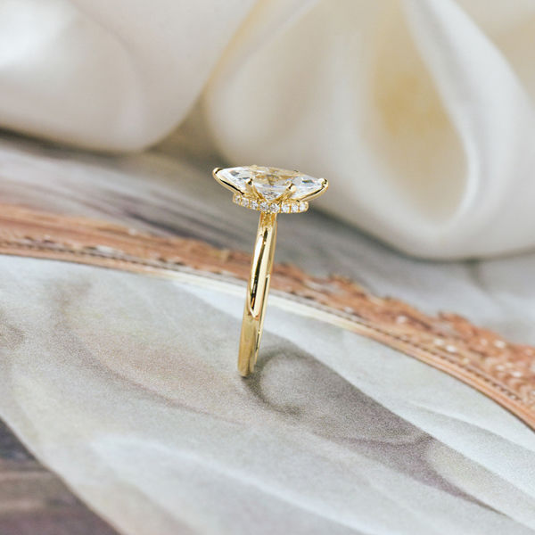 Marquise Engagement Ring With Hidden Halo-side