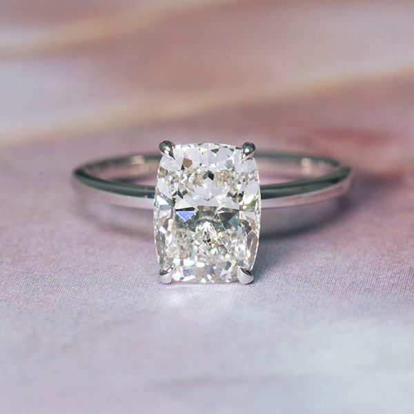 Elongated Cushion Solitaire Engagement Ring With Petite Prongs-top