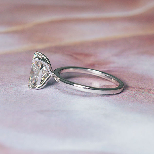 Elongated Cushion Solitaire Engagement Ring With Petite Prongs-side