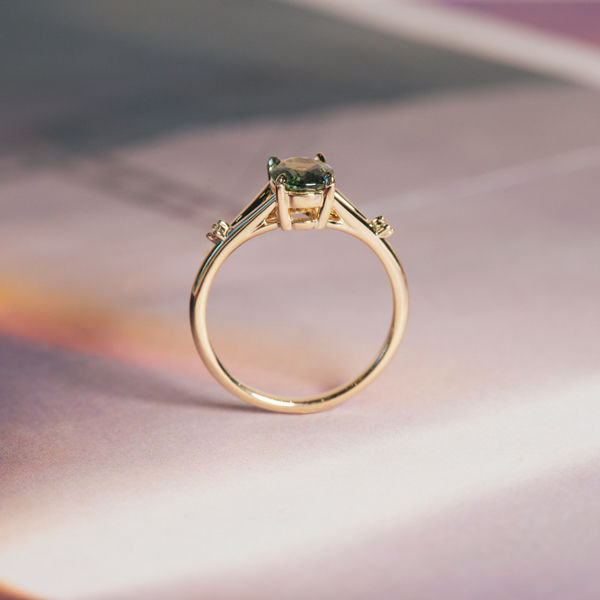 Yellow Oval Multi-Stone Split-Shank Cathedral Gemstones-profile