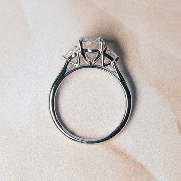 Oval 3-Stone Engagement Ring With Cathedral-profile