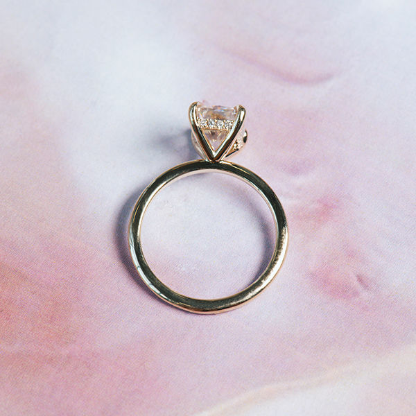 Radiant Moissanite Engagement Ring With Hidden Halo - Profile