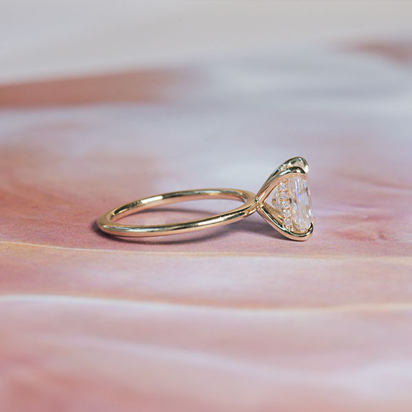 Radiant Moissanite Engagement Ring With Hidden Halo - Side