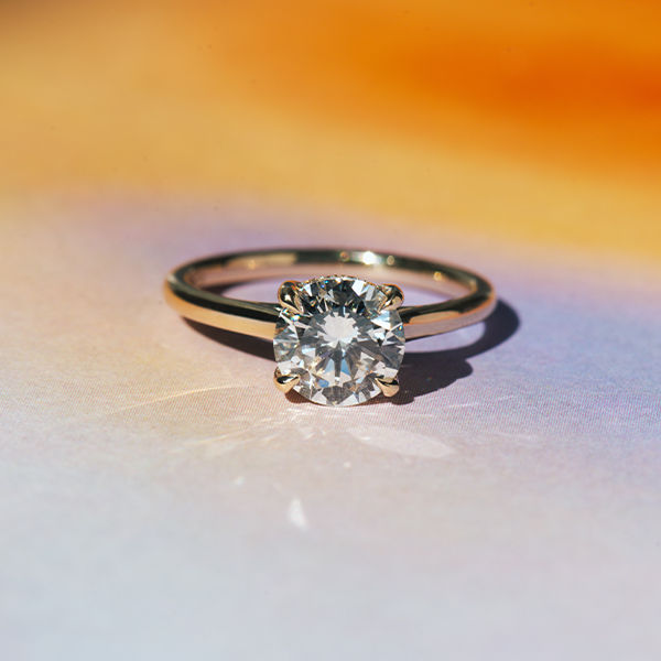 Round Hidden Halo Engagement Ring With Trellis - Top