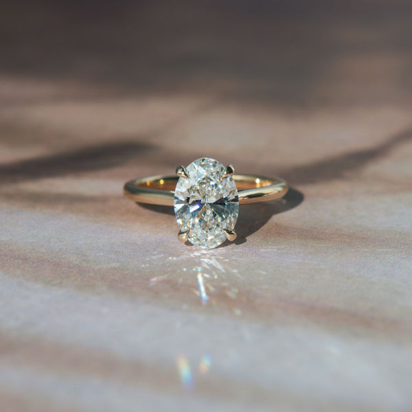 Oval Solitaire Engagement Ring With Cathedral - Top