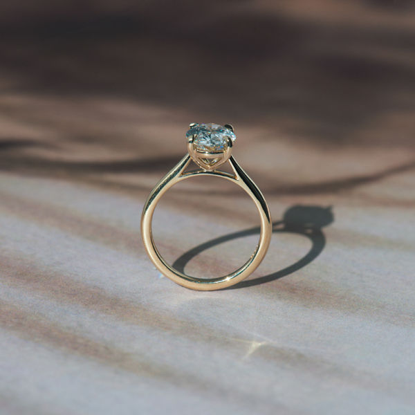 Oval Solitaire Engagement Ring With Cathedral - Profile