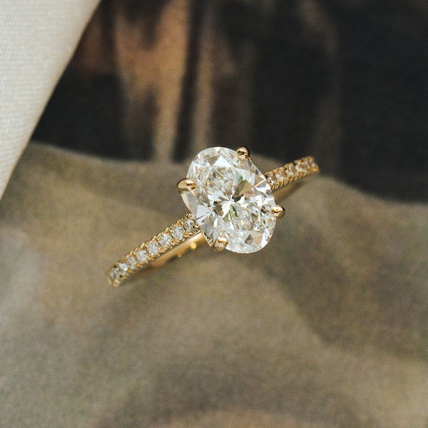 Oval Engagement Ring With Pavé Cathedral Setting - Top