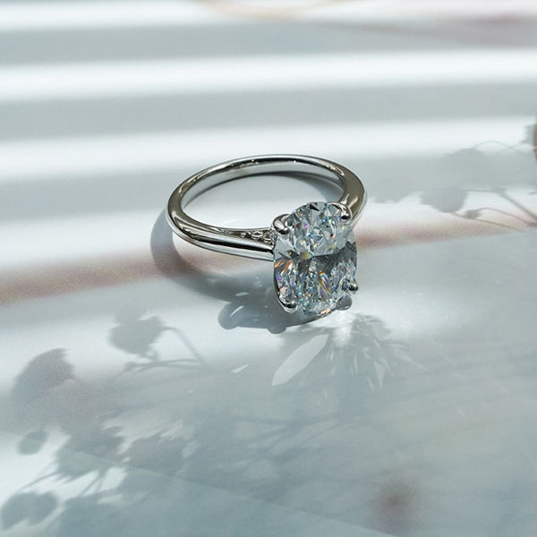 Solitaire Oval Engagement Ring - Side