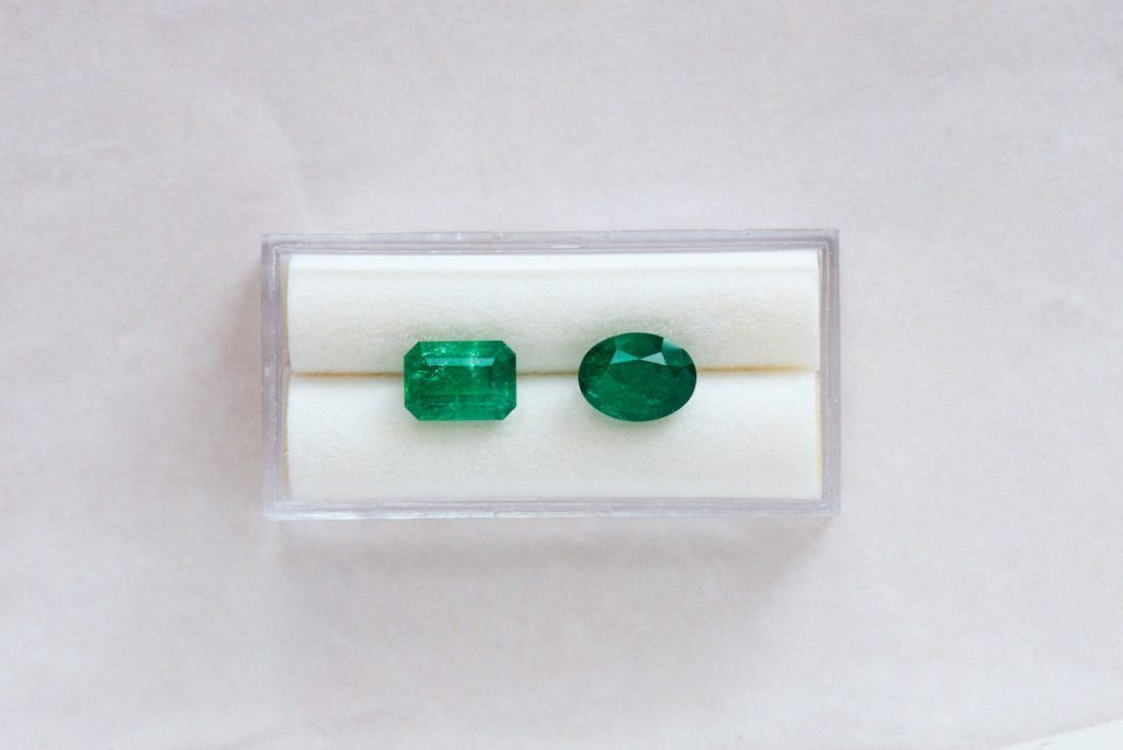 green engagement rings: natural green emeralds