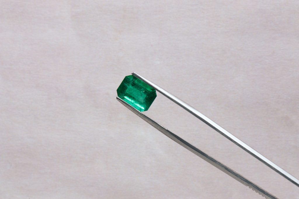 shiny green emerald stone