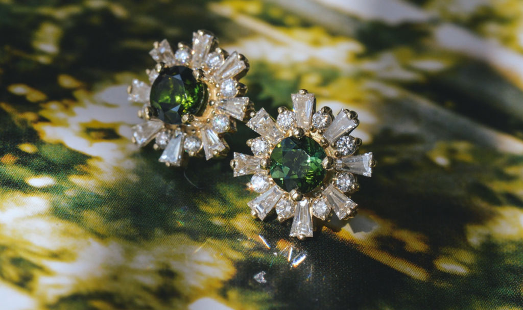 Green engagement rings - green tourmaline earrings