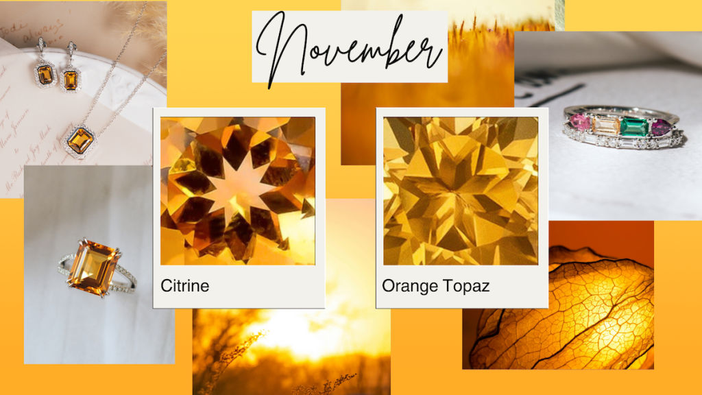 custom birthstone rings citrine and orange topaz