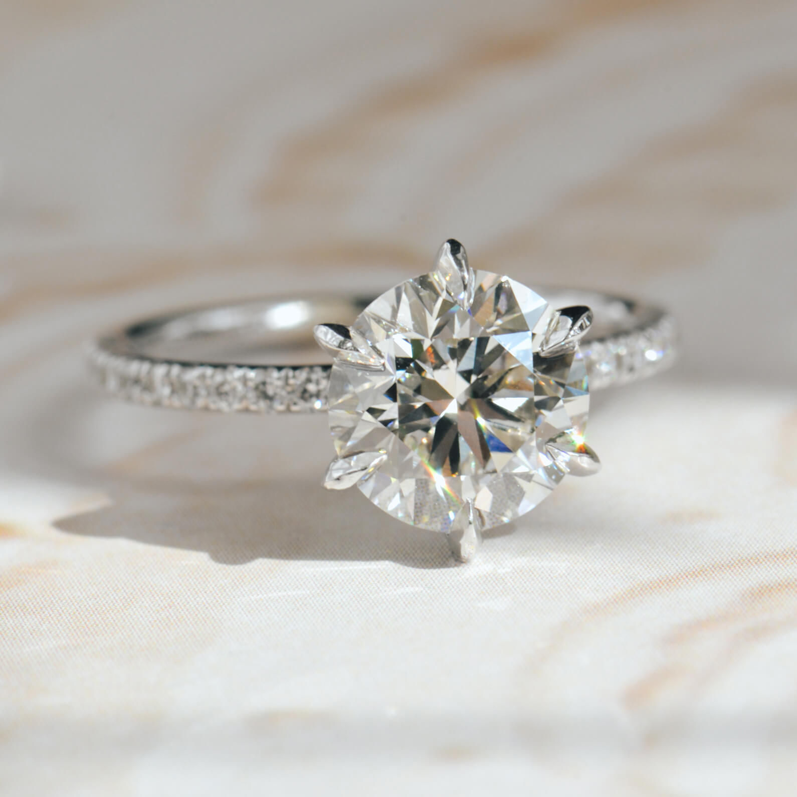 round pave engagement ring