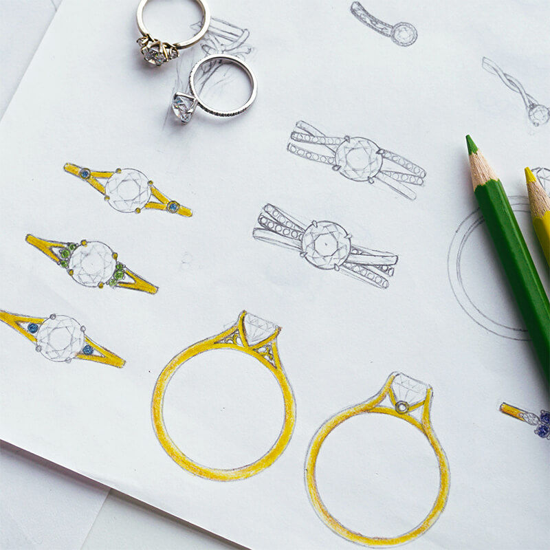 custom engagement ring sketch
