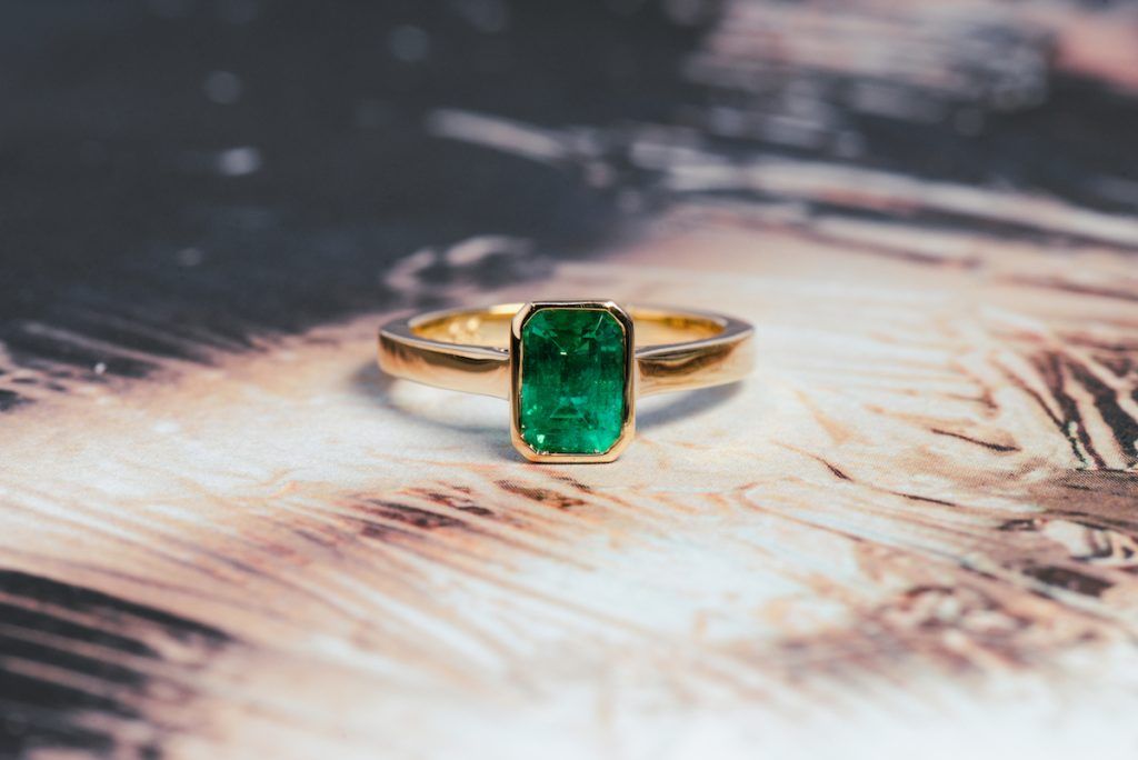 art deco engagement rings - green emerald engagement ring