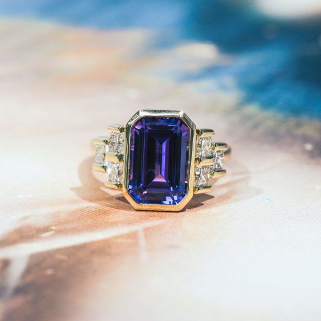 Custom Purple Lab Sapphire Engagement RIng