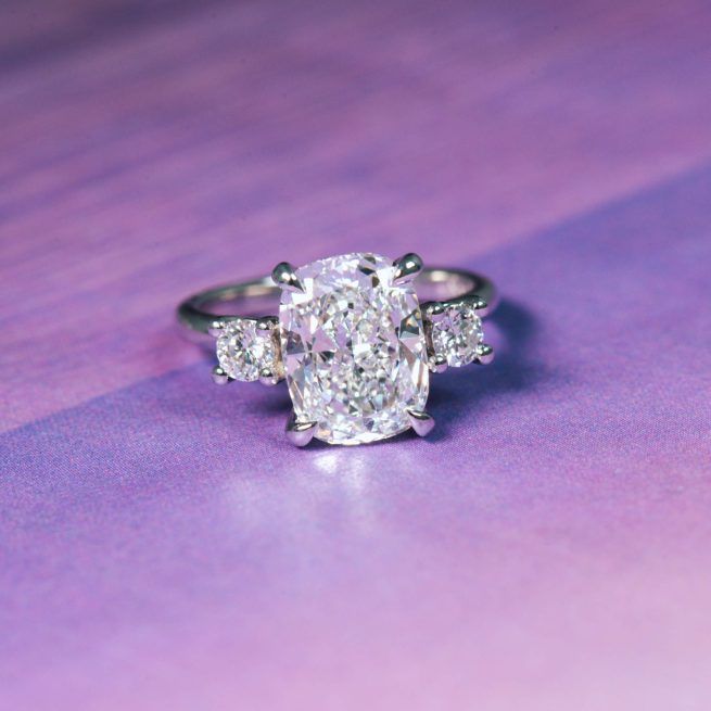 3 Stone Cushion Engagement Ring