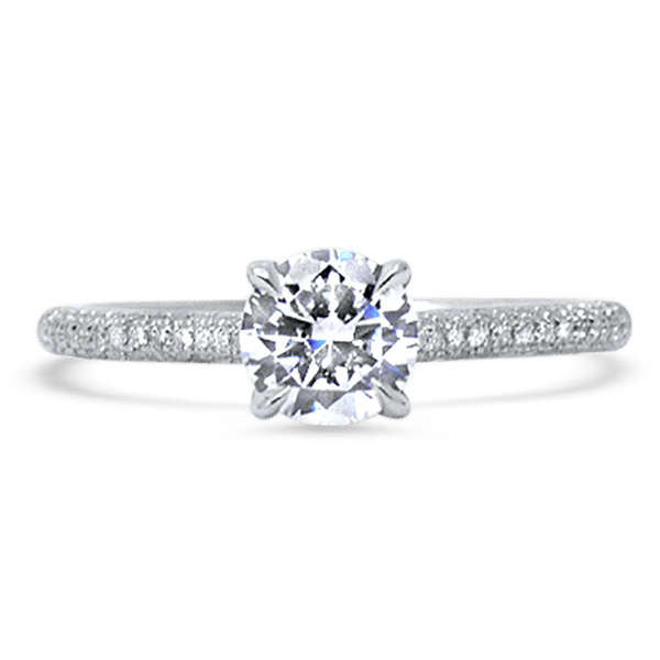 Pave Engagement Ring with Hidden Halo - Engagestudio