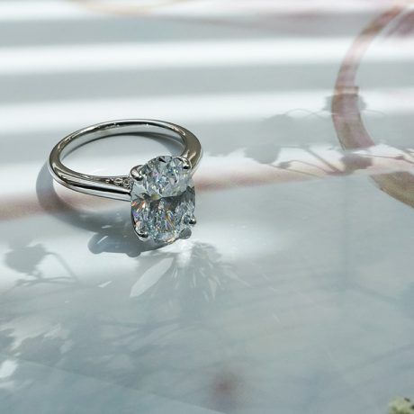 Oval solitaire engagement ring