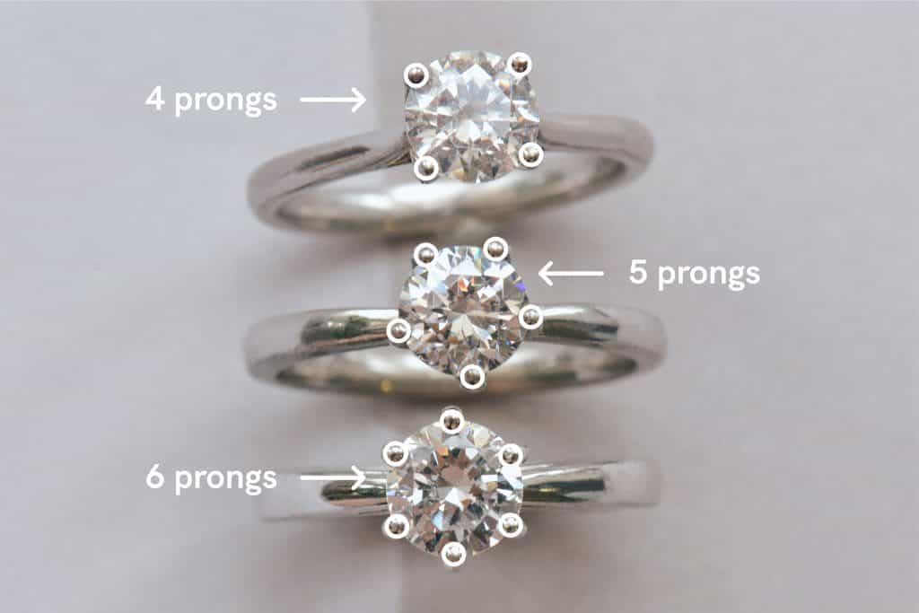 round solitaire engagement rings different prongs comparison