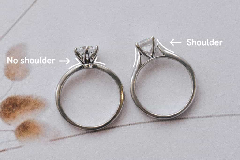 solitaire engagement ring shoulder vs no shoulder comparison