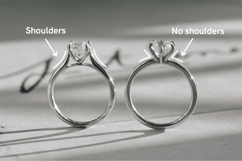 Shoulders vs no shoulders solitaire ring