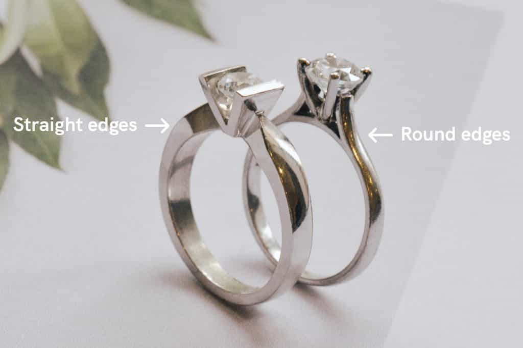 Round solitaire engagement rings straight vs round band