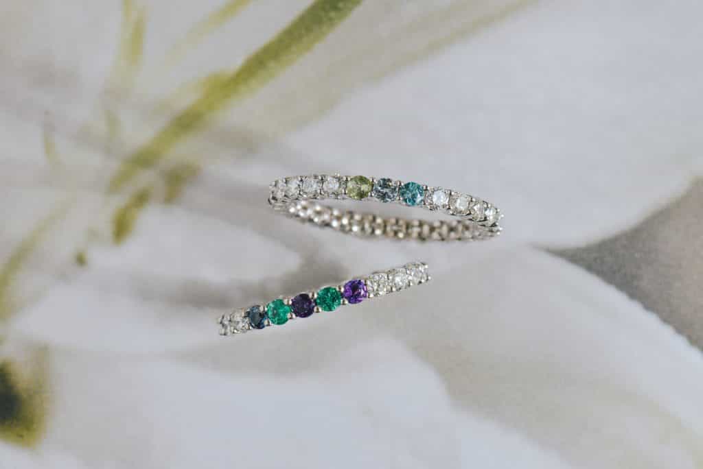 gemstone rings, alexandrite, aquamarine, emerald, peridot