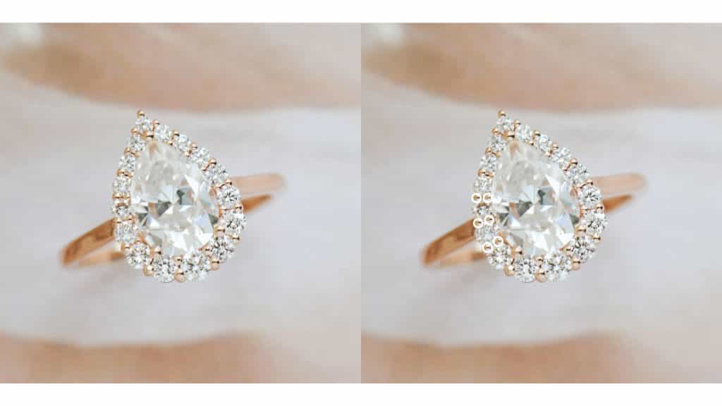 Shared Prongs, Halo Engagement Rings