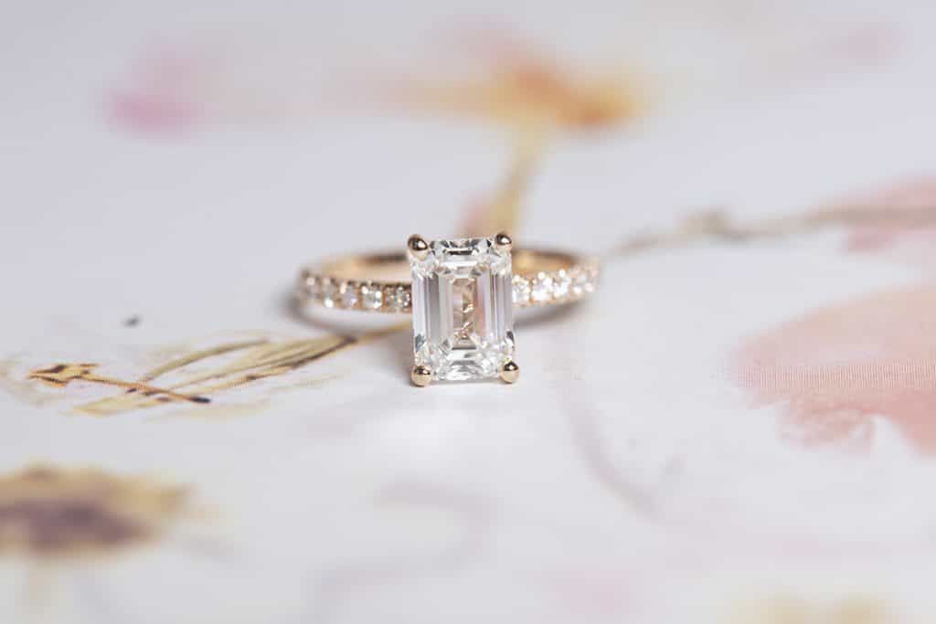 Emerald cut engagement ring