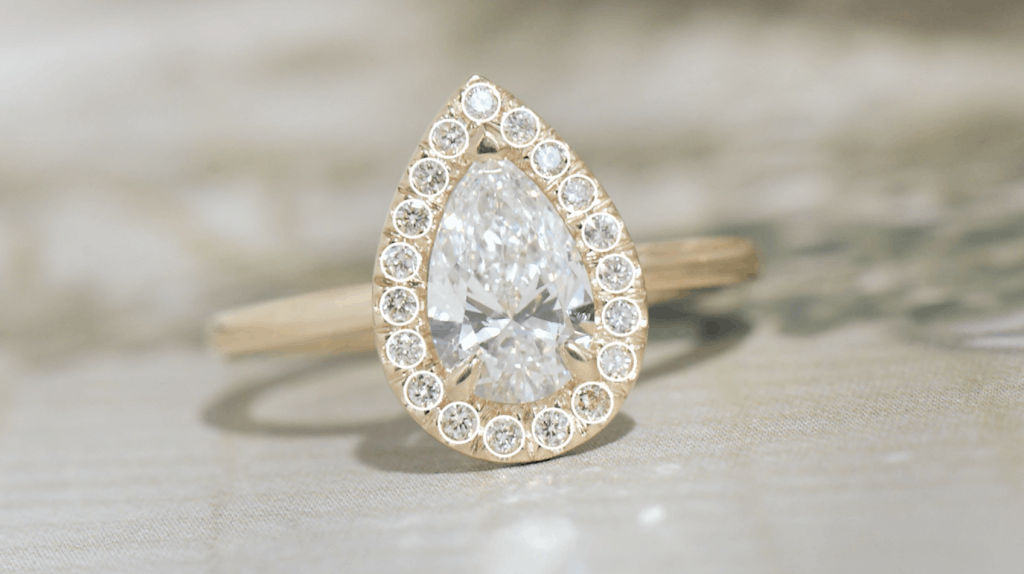 pear engagement ring with halo