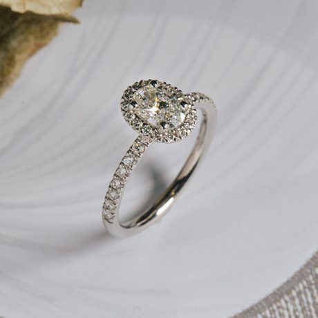 Oval Halo Engagement Ring With Pavé -profile