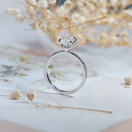 Radiant Classic Engagement Ring with Pavé-profile