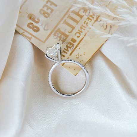 Solitaire Oval Engagement Ring With Pavé Band-profile