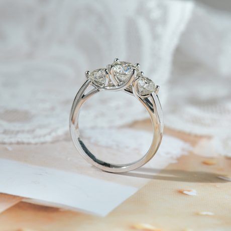 Round 3-Stone Engagement Ring With Trellis Setting-profile