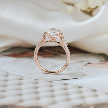 Halo Oval And Pear 3-Stone Engagement RIng-profile