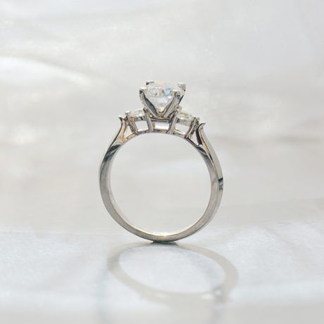Round and Pear 3-Stone Engagement Ring-profile