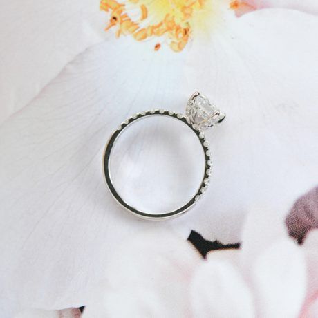Pavé Emerald Engagement Ring With Hidden Halo-profile