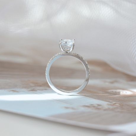 Radiant Engagement Ring With Pavé Band And Hidden Halo-profile