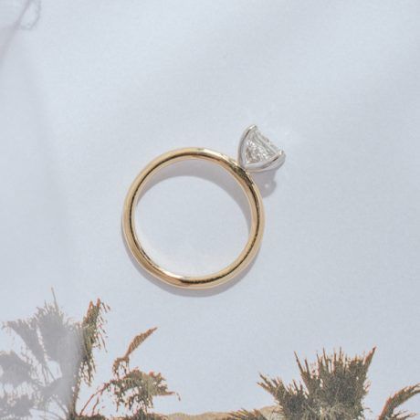 Two-Tone Solitaire Princess Engagement Ring-profile