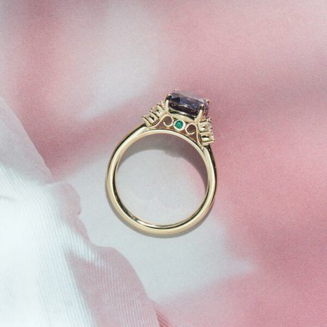 Alexandrite Oval Engagement Ring With Round Side Stones-profile