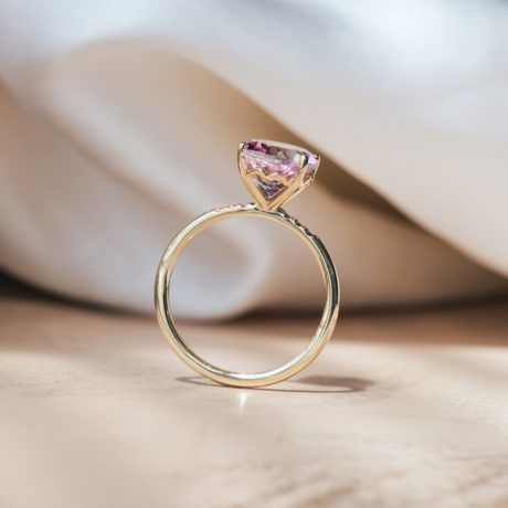 Pink Topaz Oval Engagement Ring-profile