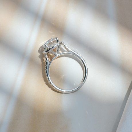 Elevated Focal Round Stone Engagement Ring With Pavé-profile