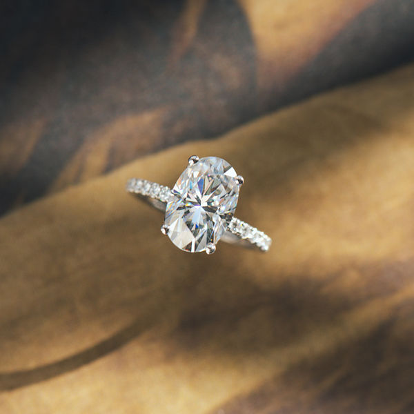 Petal Prong Oval Engagement Ring-top