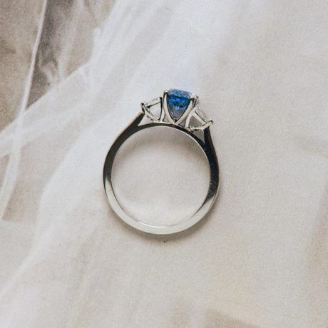 Oval Sapphire And Pear 3-Stone Engagement Ring -profile