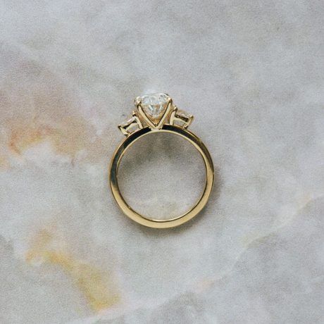 Oval Pear 3 Stone Engagement Ring-profile