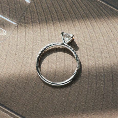 Round 4-Prong Engagement Ring With Pavé Band-profile