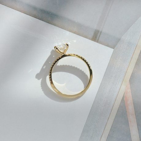 Oval Solitaire Engagement Ring With Pavé-profile