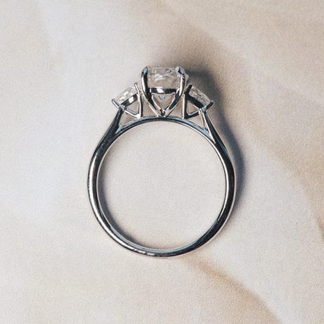 Oval 3-Stone Engagement Ring With Cathedral-profile