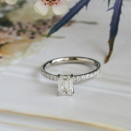 Classic Pavé Emerald Engagement Ring - Profile